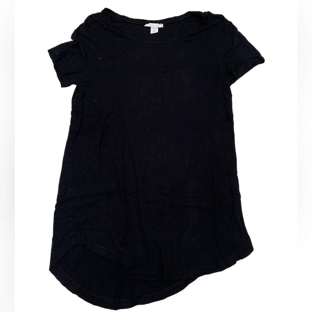 💜 AMISU Black Asymmetrical Hem T-Shirt Top Size XS